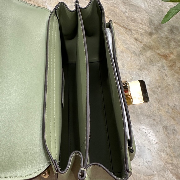 Michael Kors MK Lita Medium Leather Shoulder Crossbody Bag Green - Picture 11 of 13